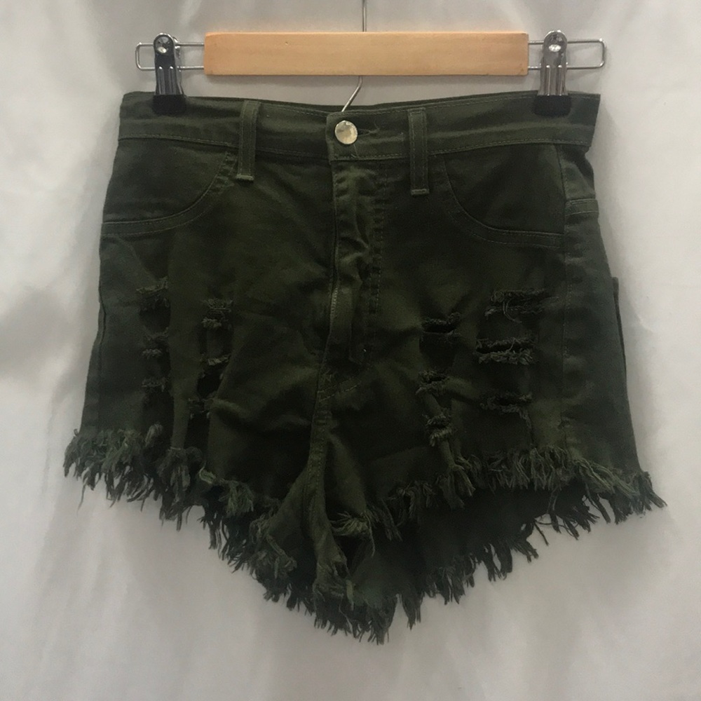 Aphrodite high waisted camp green shorts